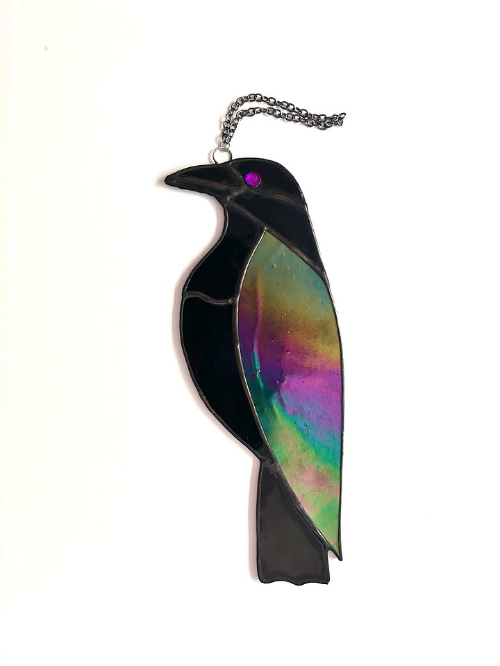 Rainbow Crow Stained Glass Suncatcher product image (1)
