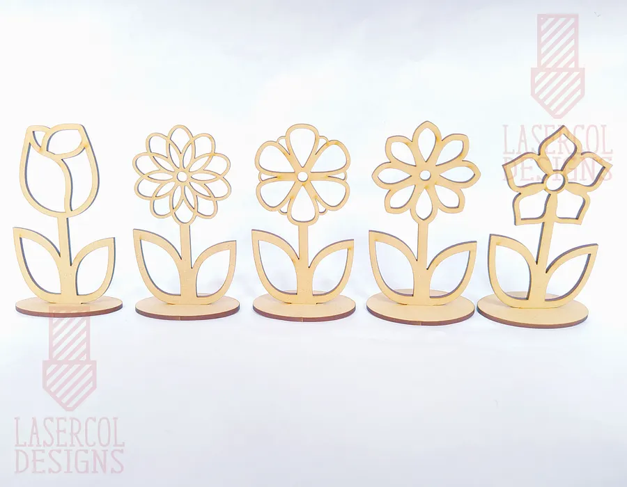 Flowers - Set 4 - (Two Sizes, Five Styles) - Laser Cut Files product image (6)