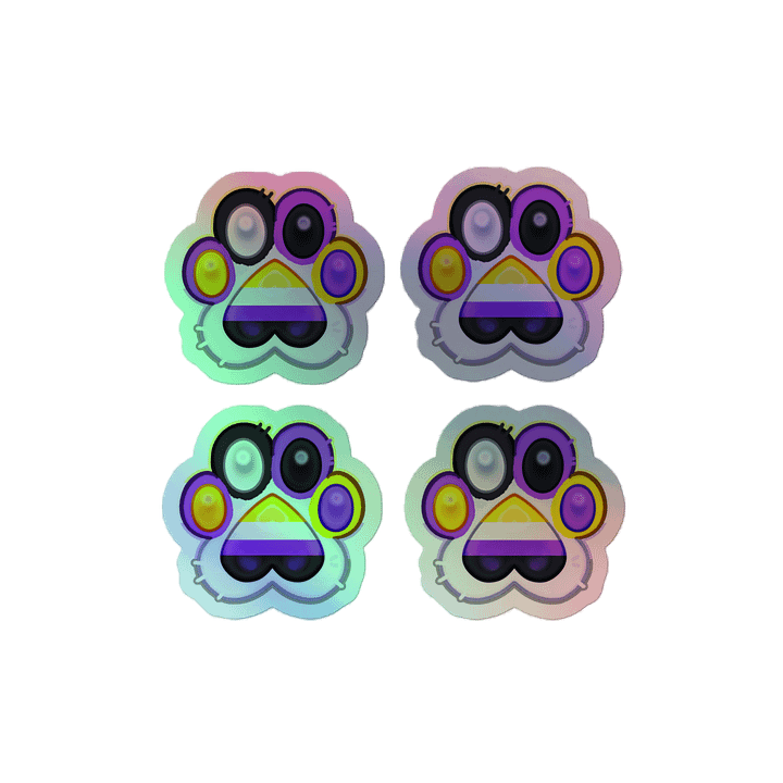 Nonbinary Pride Paw Print Holographic Kiss Cut Sticker Sheet product image (1)