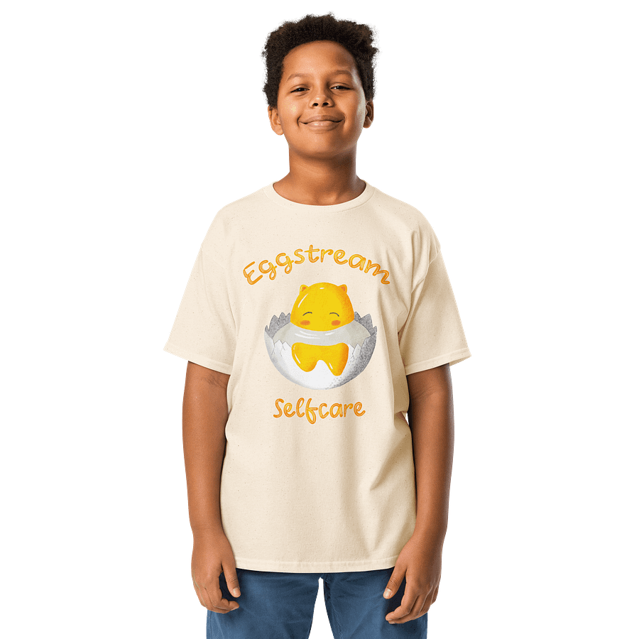 Keggs Eggstream Selfcare Youth Tee | Handdrawn Cute Character Shirt product image (1)