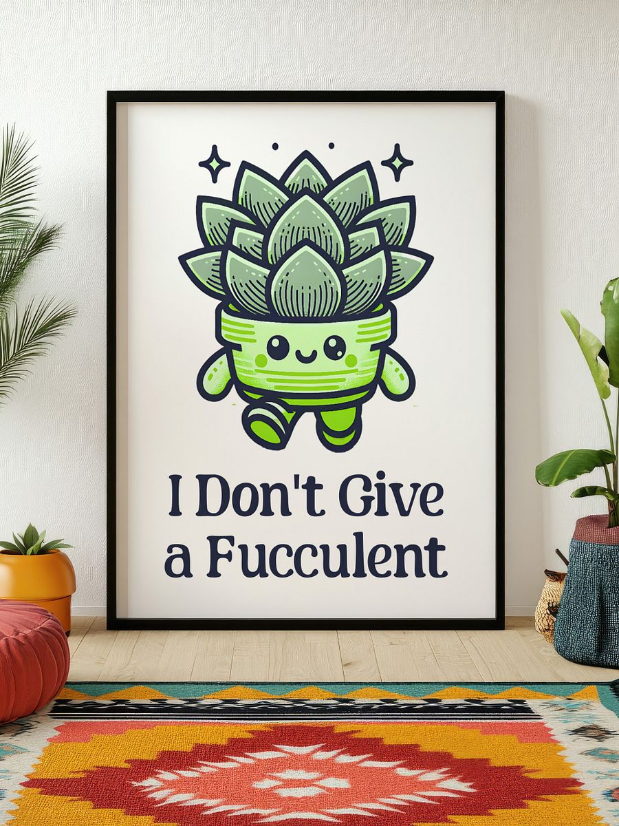 I Don't Give a Fucculent Funny Punny Retro Succulent Poster product image (4)