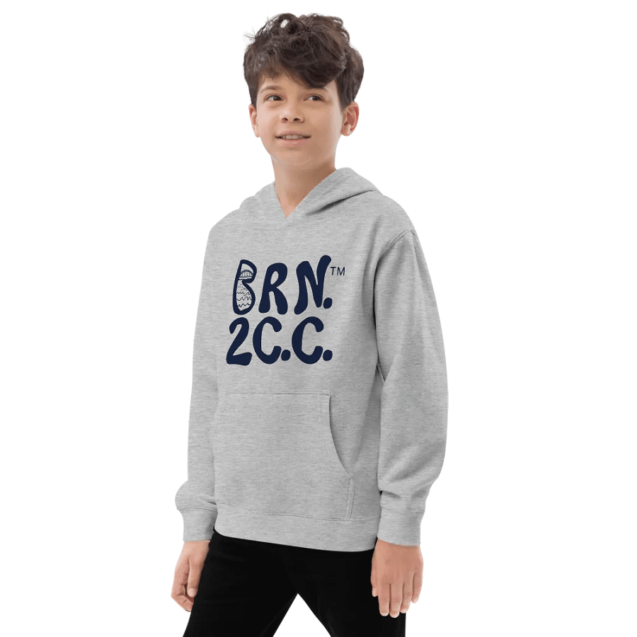 Boys' | BOURNE to Cape Cod™ | DTG Vintage Print | Youth Hooded Fleece Pullover | Cozy Coastal Adventure | Navy Logo product image (3)