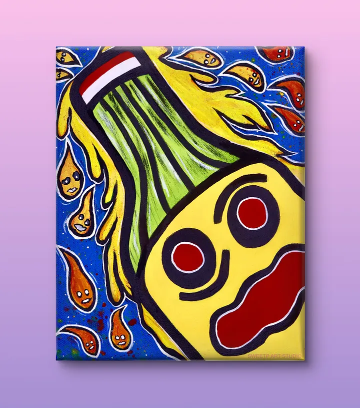 Hot Sauce Go AHHHHH | Original Canvas Painting product image (1)