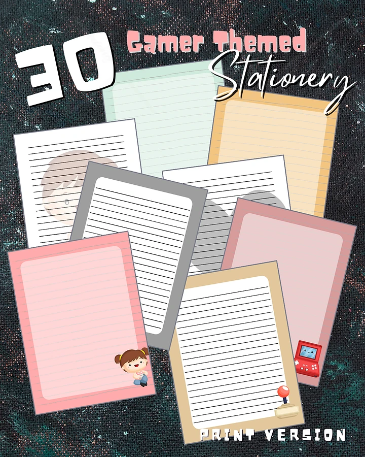 Cute Gamer Themed Stationery Pages Printable Version product image (2)