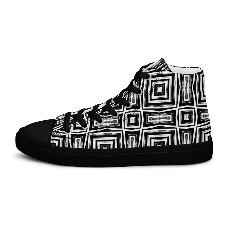 Abstract Monochrome Repeating Pattern Men's Canvas Shoe High Tops product image (5)