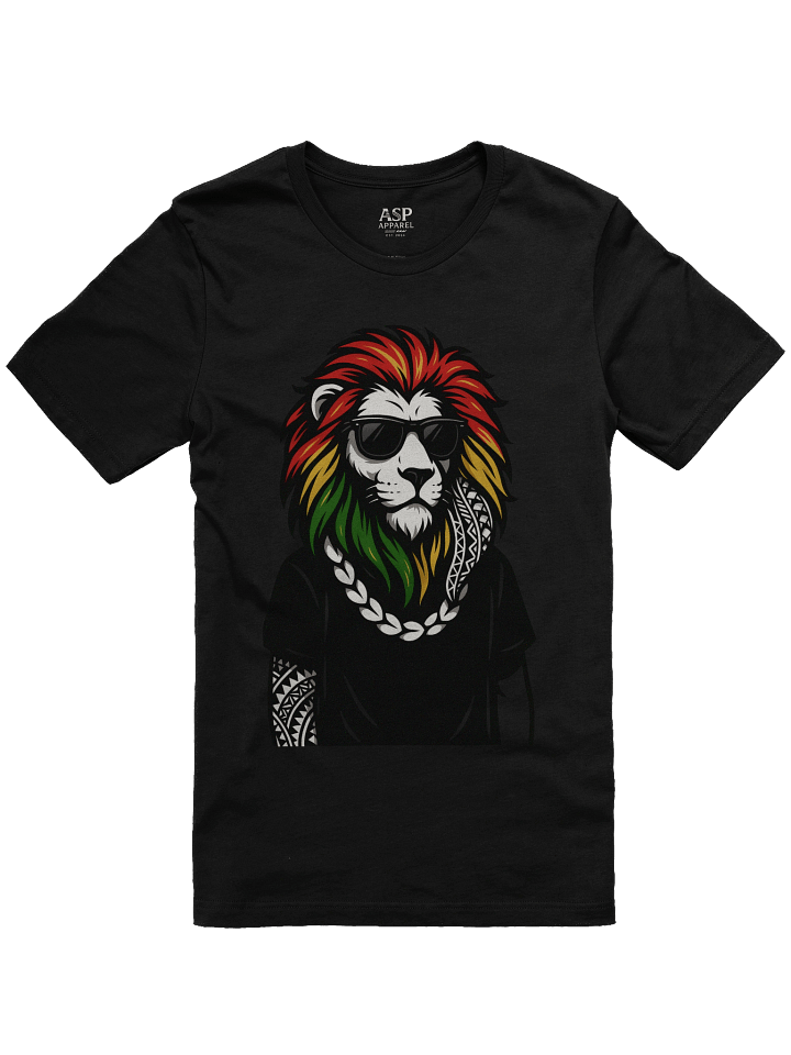 Reggae Lion Head T-Shirt – Polynesian Tribal Streetwear Design with Rasta Colors | Samoan Island Vibes by ASP Apparel product image (1)