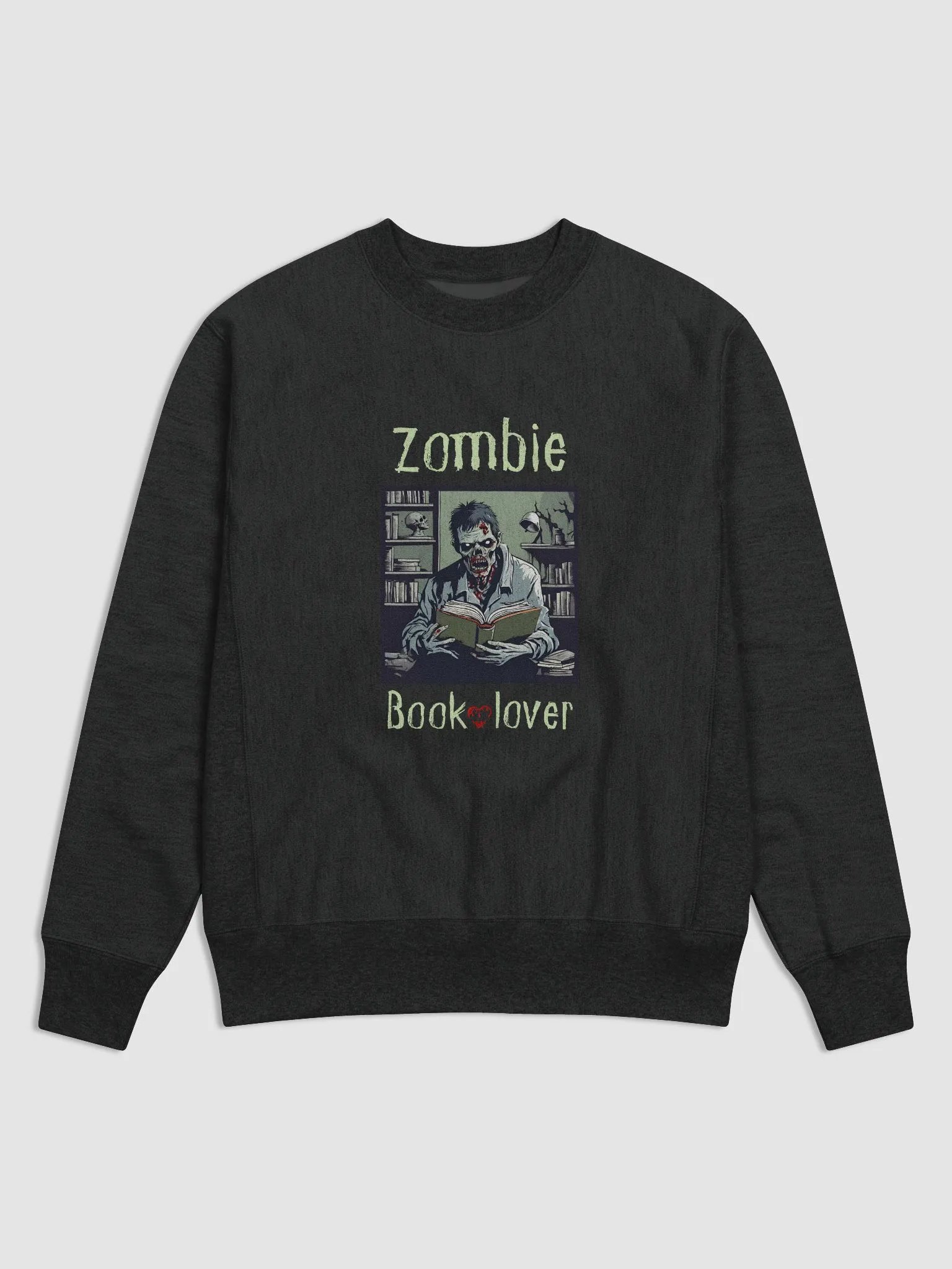 Zombie Book Lover Man Black Sweatshirt product image (1)