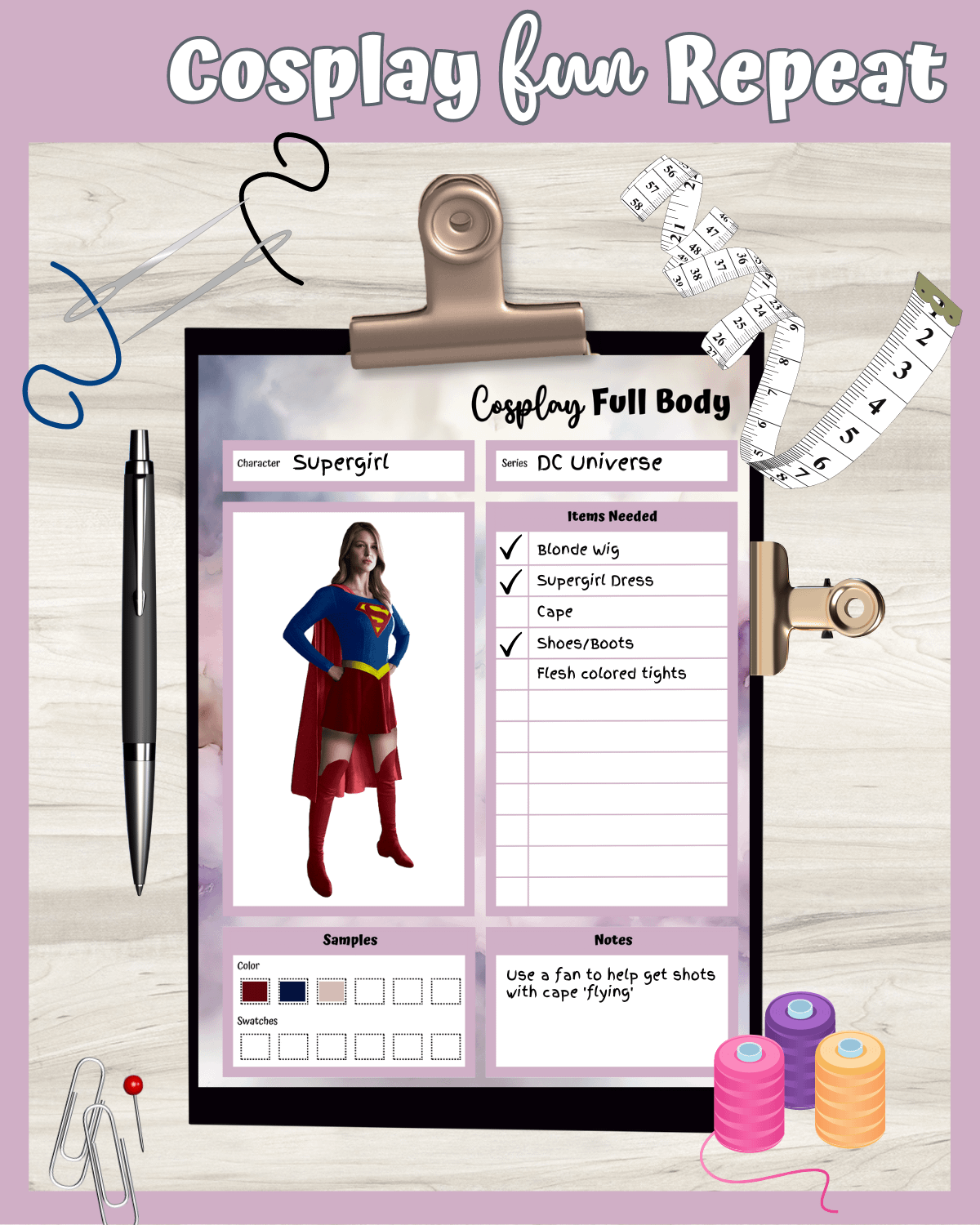 Soft Rose Cosplay Planner Printable product image (2)