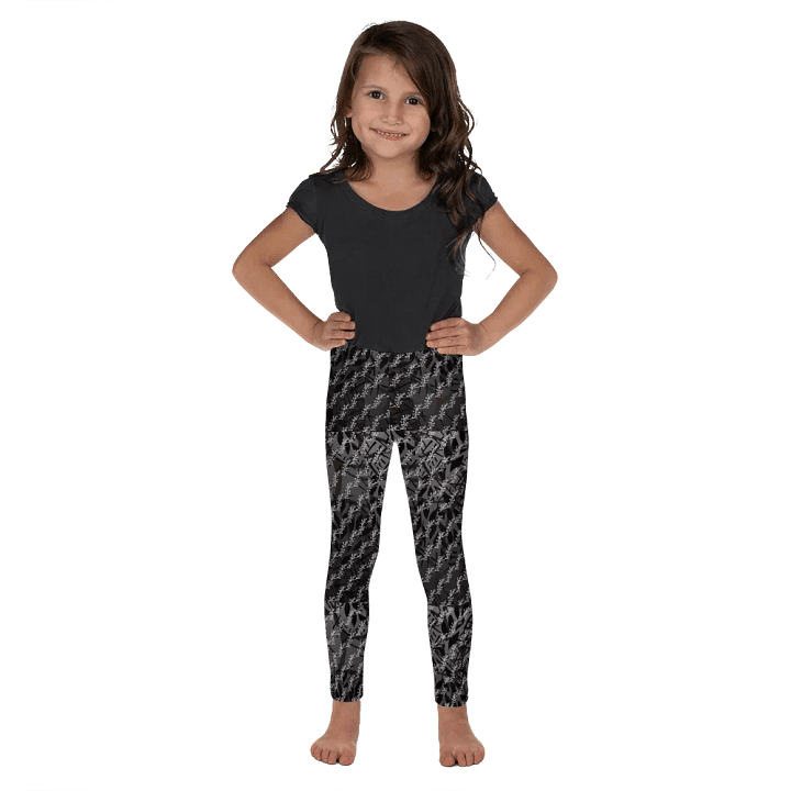 JoBeths' Signature Kids Leggings 👖 Black Leaves 🍃 Design product image (1)