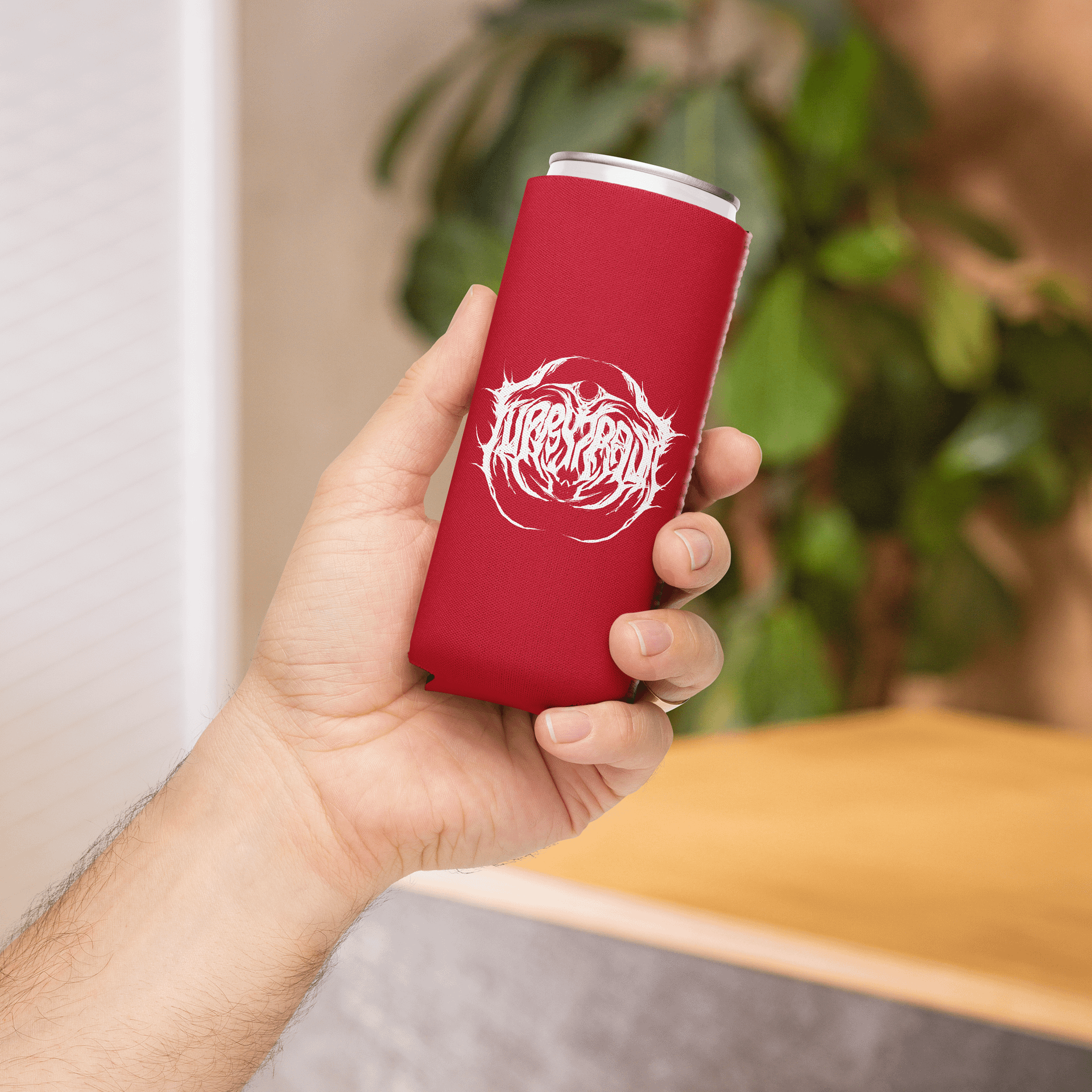 Metal Logo Koozie - White Print on Red product image (4)