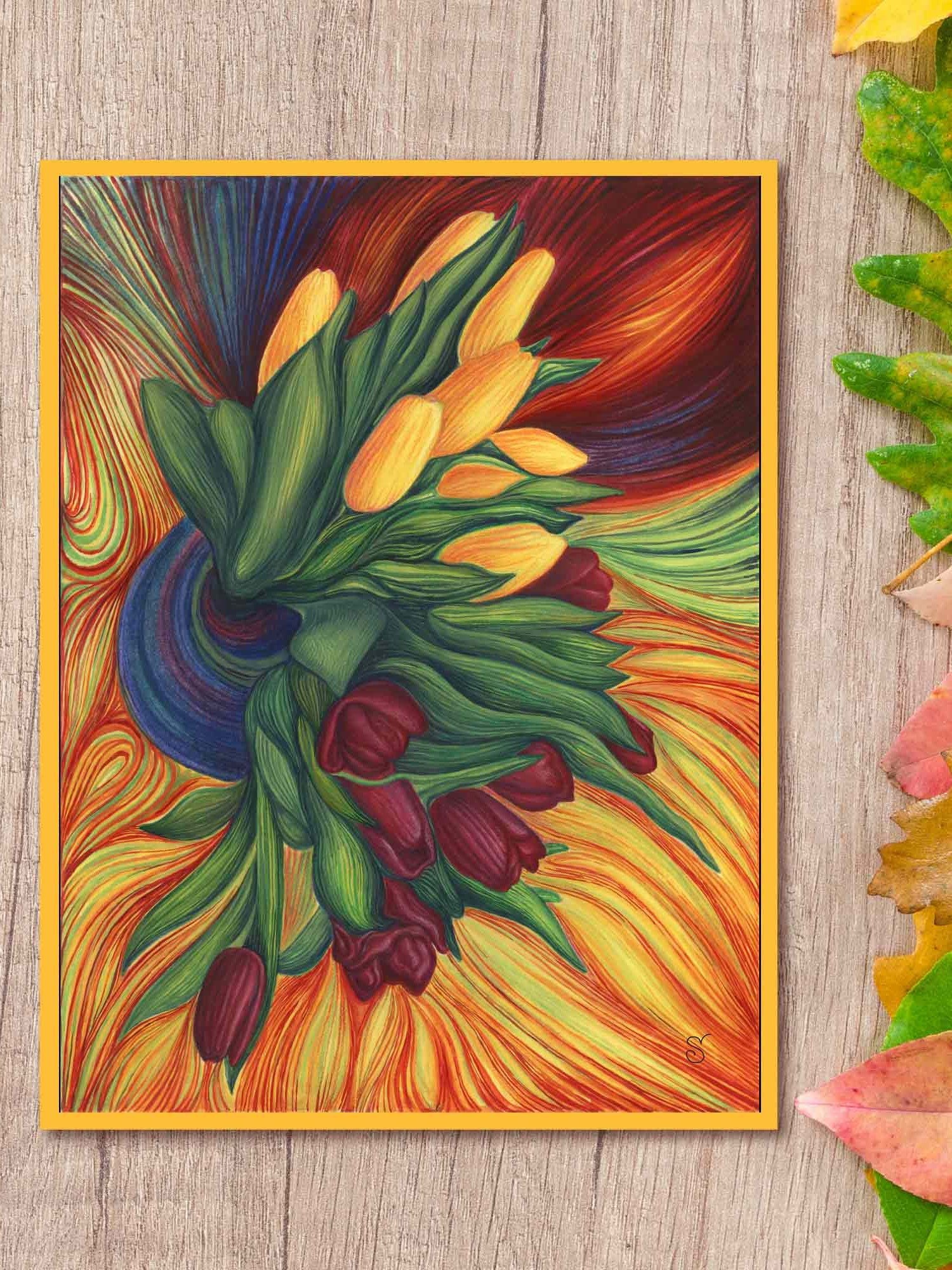 Vibrant Matte Poster Print - Yellow and Purple Tulips product image (8)