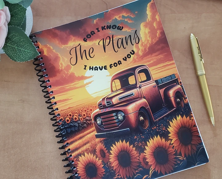 For I know the Plans I Have For You Coiled Notebook | Vintage Red Truck with Sunflowers product image (1)