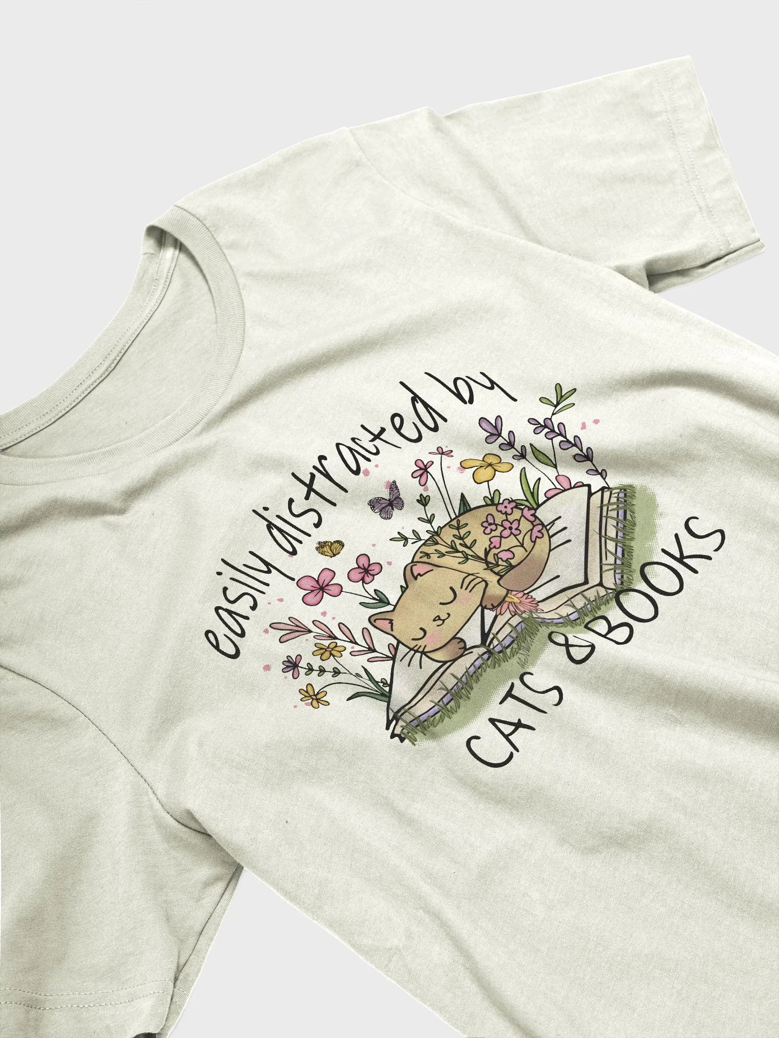 Easily Distracted by Cats & Books T-Shirt product image (3)