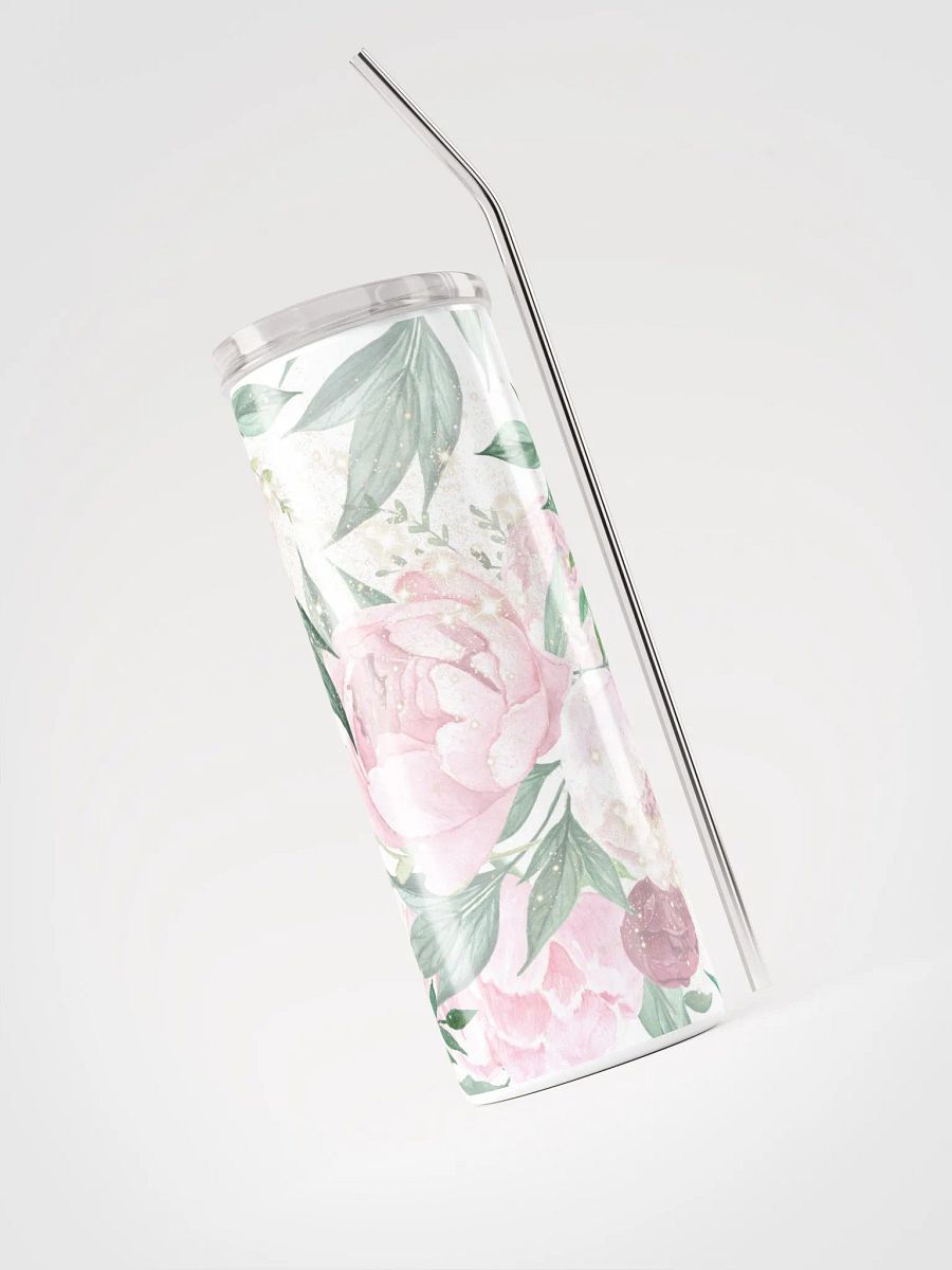 Sparkle in Style: Floral Glitter Stainless Steel Tumbler - Light Pink product image (3)