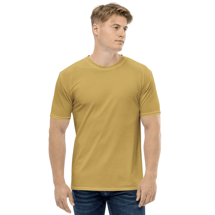 Plain Medium Dark Yellow Light Summer Men's Crewneck Polyester Heavyweight Premium T-Shirt by Treasure Pie product image (1)