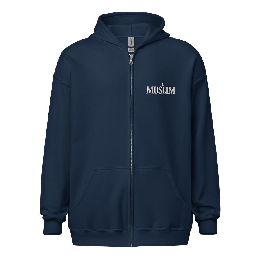 MUSLIM Signature Navy Zip Hoodie - UNISEX Embroidery product image (2)
