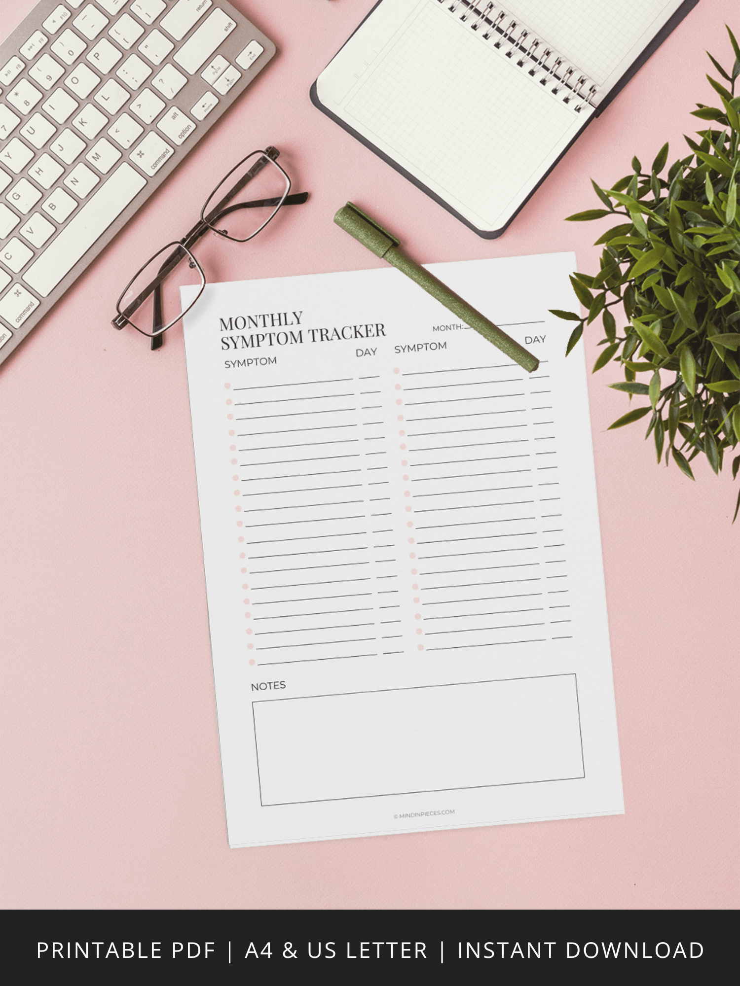 Monthly Symptom Tracker Printable Digital Download product image (1)