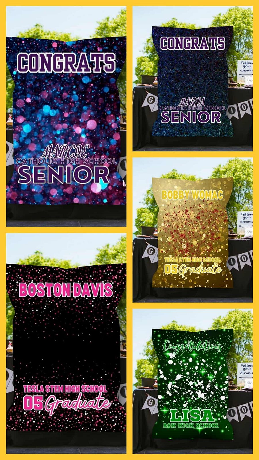 Editable Graduation Chip Bag Bundle – 14 Canva Templates Class of 2025 product image (7)