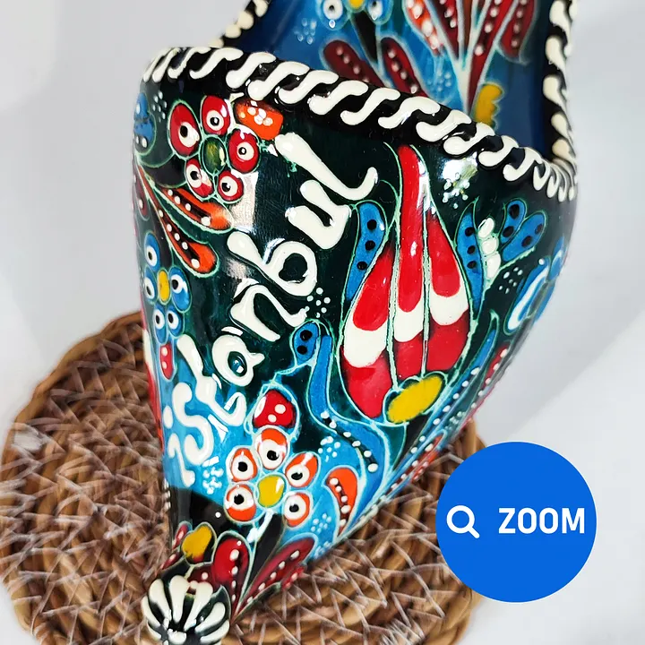Ceramic wall decor, shoes (Terlik, blue) — handmade pottery, handmade ceramic, home decor, handmade gift, Turkish ceramic product image (2)