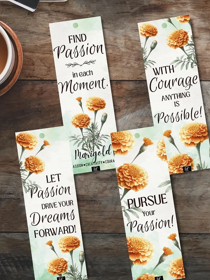 FREE Marigold Bookmark Printable, Inspirational Sayings With October's Birth Month Flower product image (1)