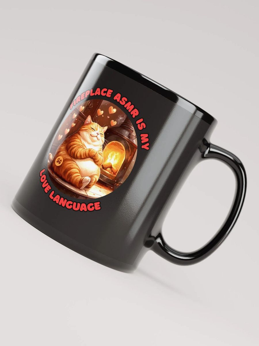 Cozy Cat - Fireplace ASMR is my Love Language | Black Glossy Mug product image (8)