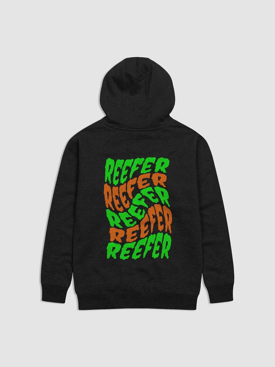 Orange Green Reefer Black Unisex Hoodie, Weird Weed Winter Fashion, Stoner Style Cannabis Clothing product image (1)