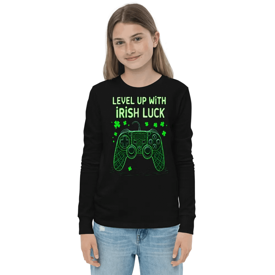 Level Up with Irish Luck | St. Patrick’s Day Gaming Youth T-Shirt product image (1)