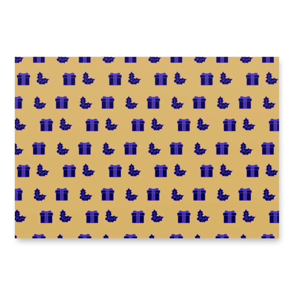Elegant Holiday Wrapping Paper Set (3 Sheets) - Gold & Navy Christmas Icons product image (2)