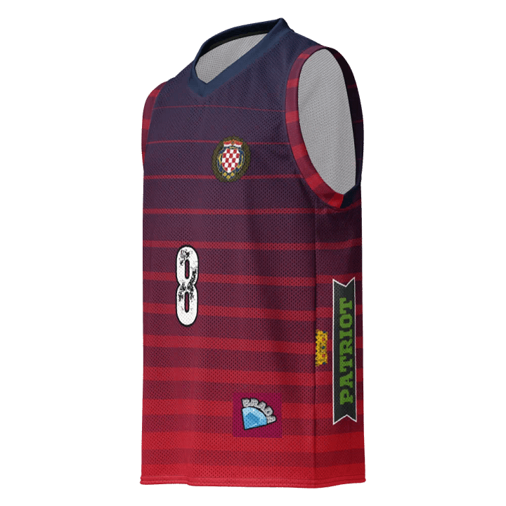 Royal Emblem Number 8 patriot brada Basketball Jersey product image (1)