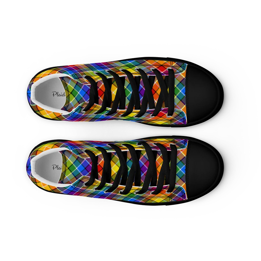 Bright Rainbow Plaid Men's High Top Shoes product image (15)