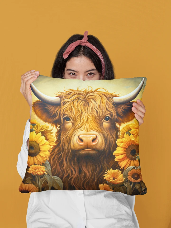 Highland Cow and Sunflowers Pillow product image (1)