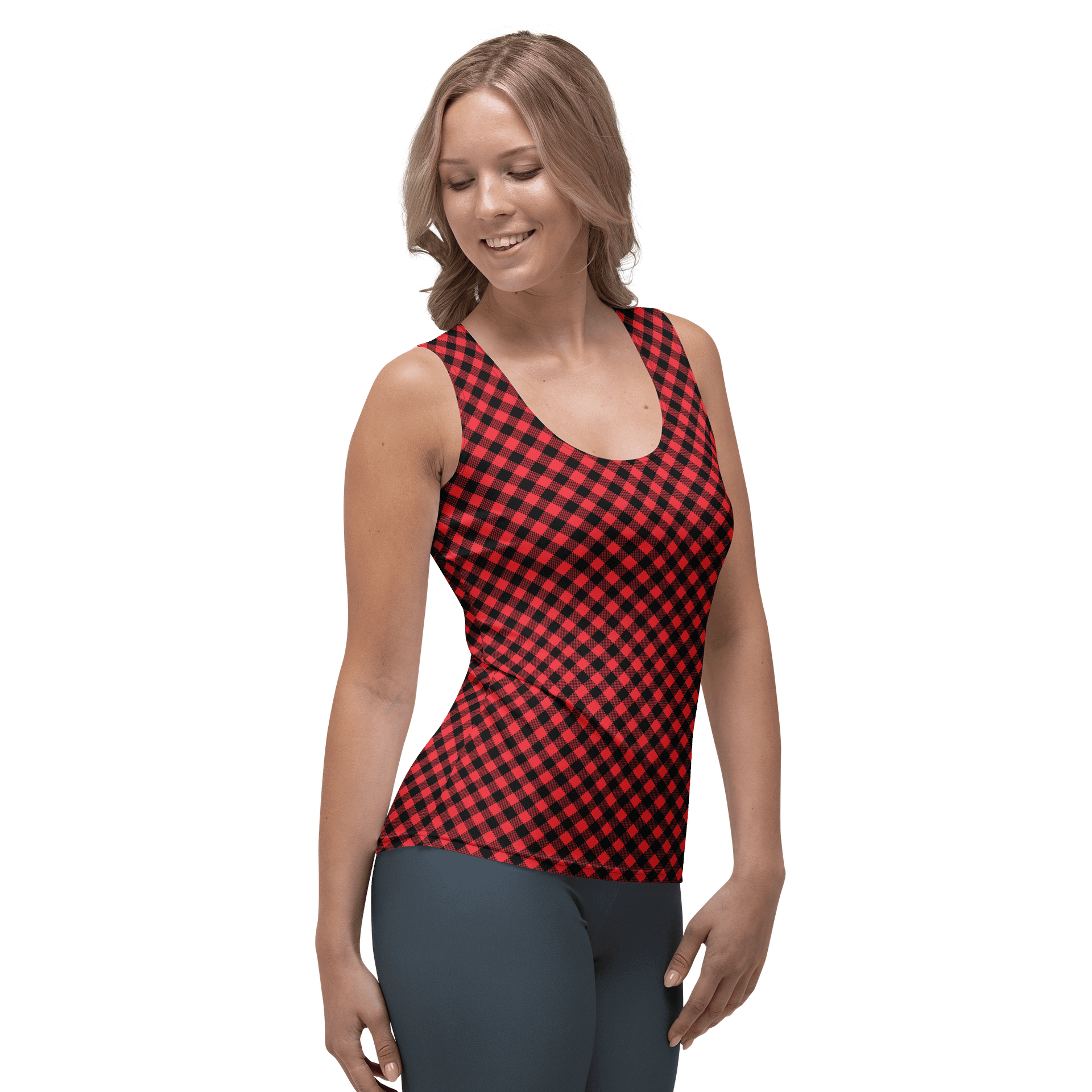 Red & Black Checkered All-Over Women's Tank product image (4)