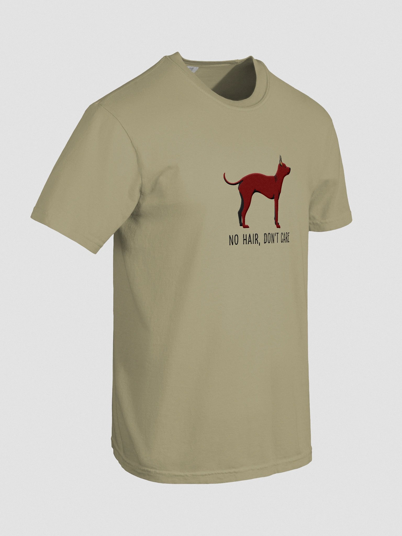No Hair, Don't Care T-Shirt(Embroidered) of an American Hairless Terrier(Chocolate) product image (11)