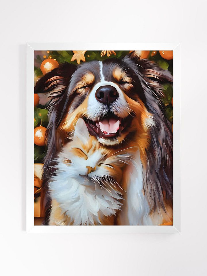 "PAWS & WHISKERS: A CHRISTMAS FRIENDSHIP" / FRAMED HIGH-QUALITY MATTE POSTER / 16" X 20" product image (1)