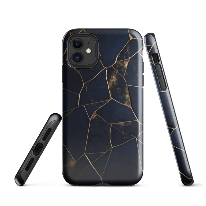 Dark Blue & Gold Kintsugi Tough iPhone Case product image (1)