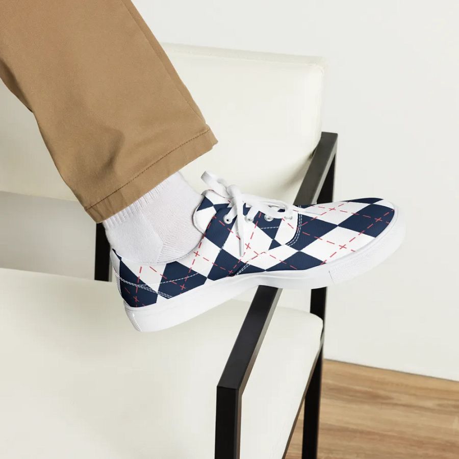 Harlequin Blue Diamond Men's Lace -Up Canvas Shoes product image (3)