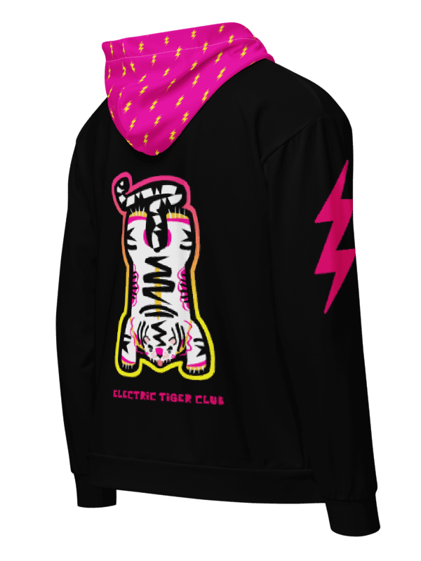 Pink Electric Tiger - Black Sweatshirt with Pink Hood product image (1)
