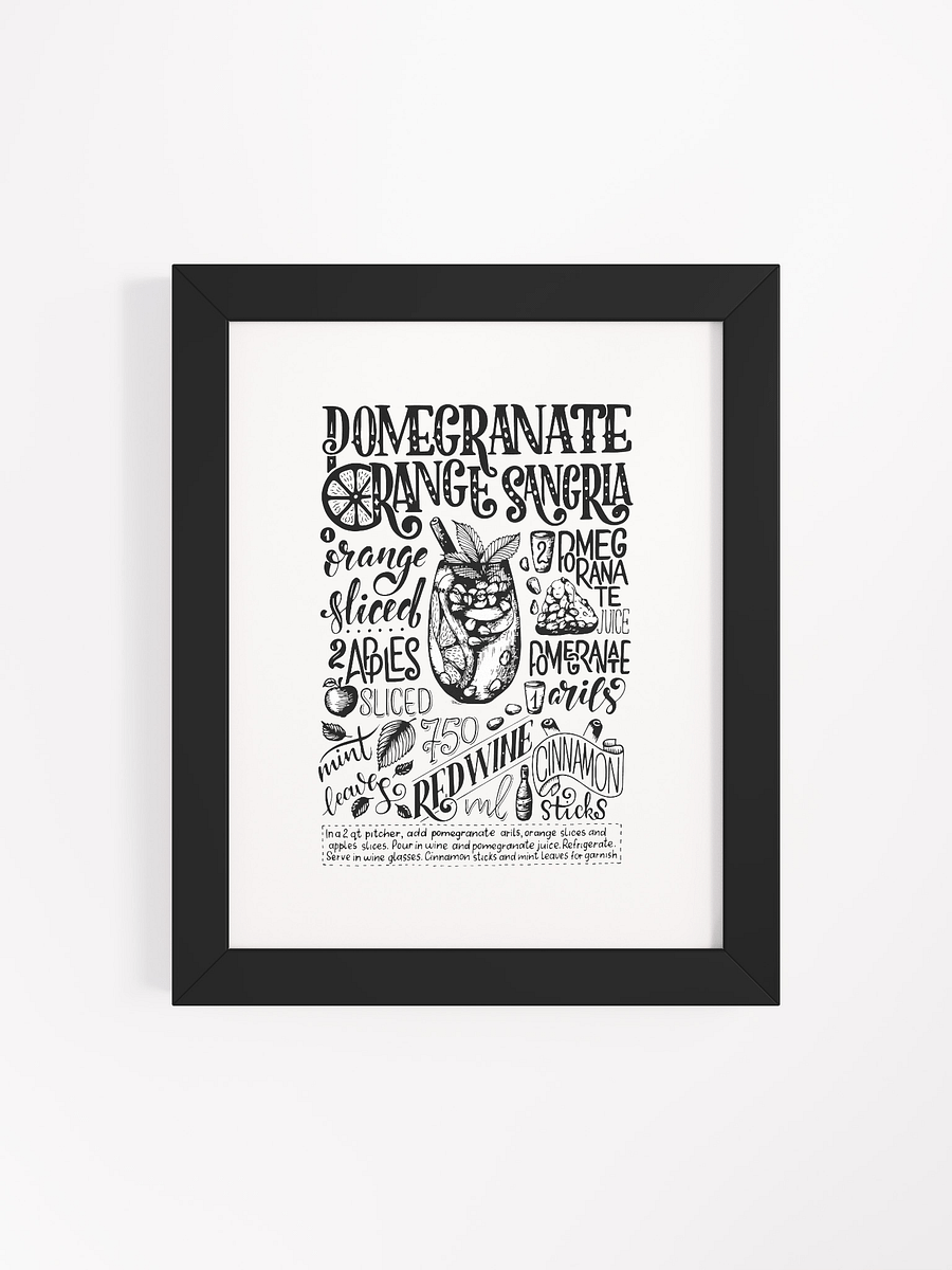 Framed Pomegranate Orange Sangria Recipe Print | Hand-Lettered Art Frame product image (4)