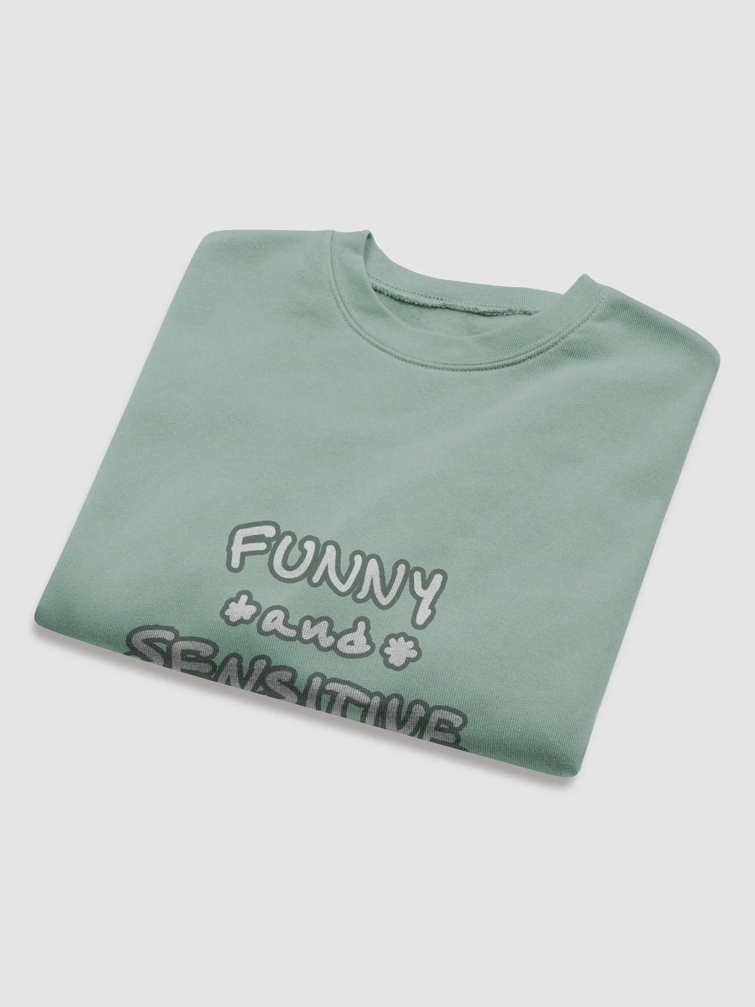 FUNNY *and* SENSITIVE (lined design, #66796E) women’s fleece crop sweatshirt product image (16)