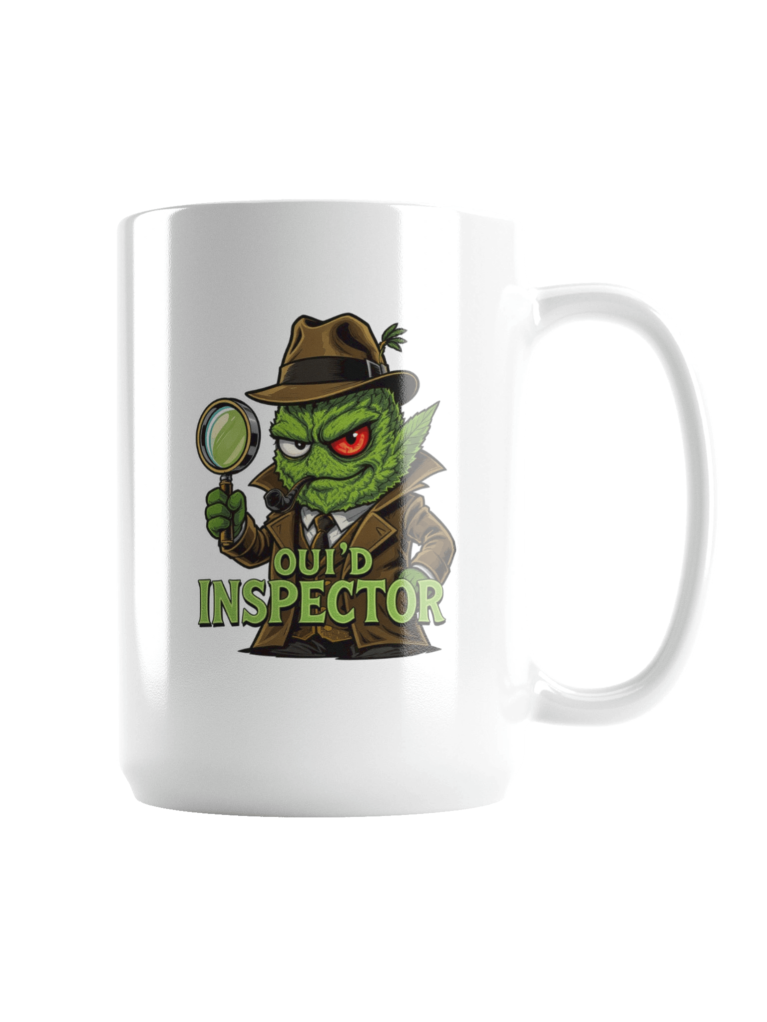 Oui'd Inspector Coffee Mug | Funny Detective Cannabis Mug | 15oz Stoner Noir Humor Gift product image (2)