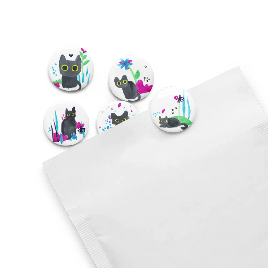 Derpy Floral Cat Fam - Set of Five 1.25