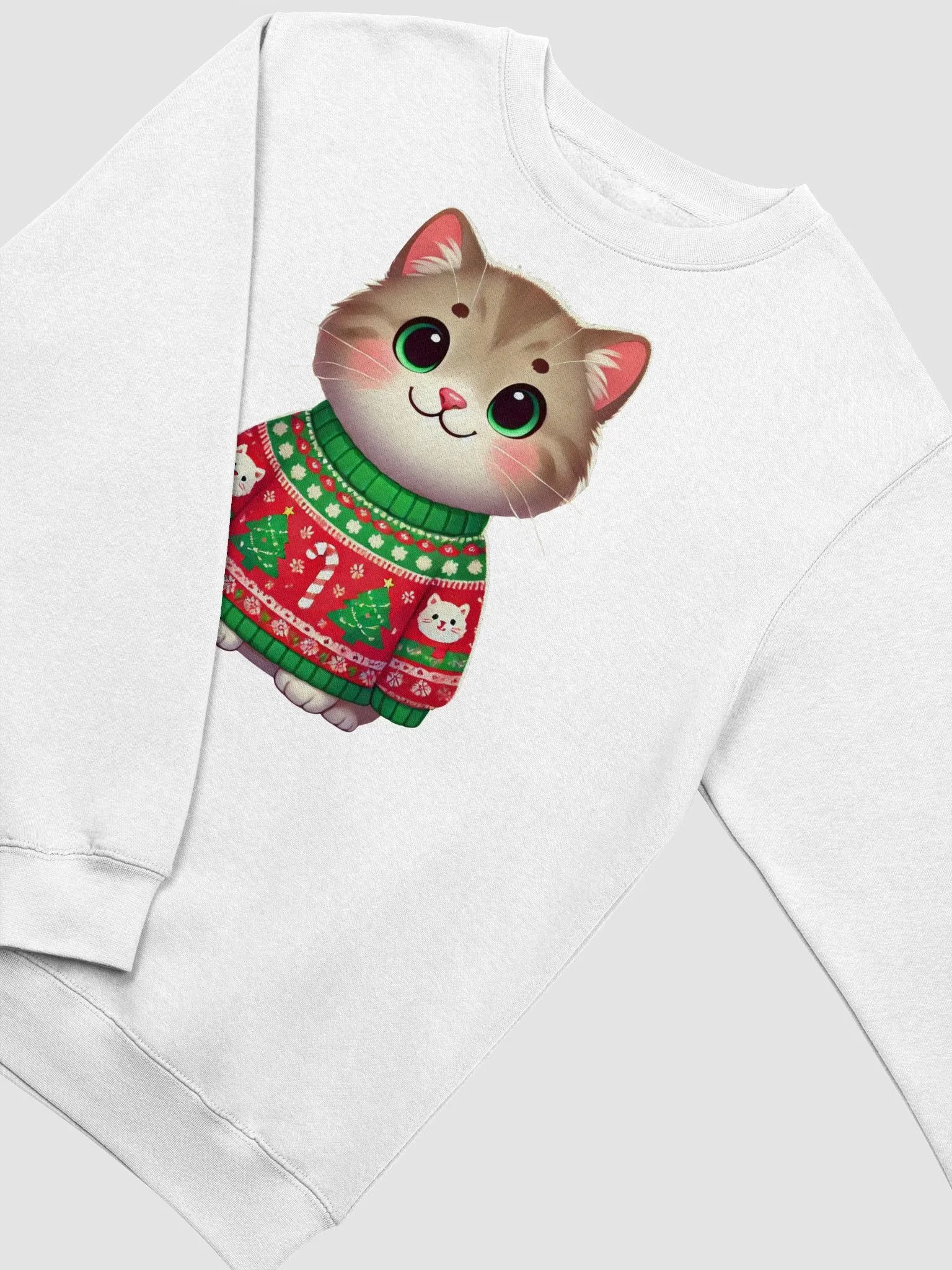 Purrfectly Festive Ugly Sweater Cat Sweatshirt product image (28)