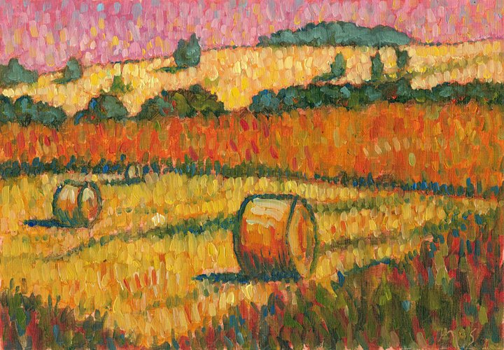 230628 Field of Bales Van Gogh demo II Original Study Artwork. product image (1)