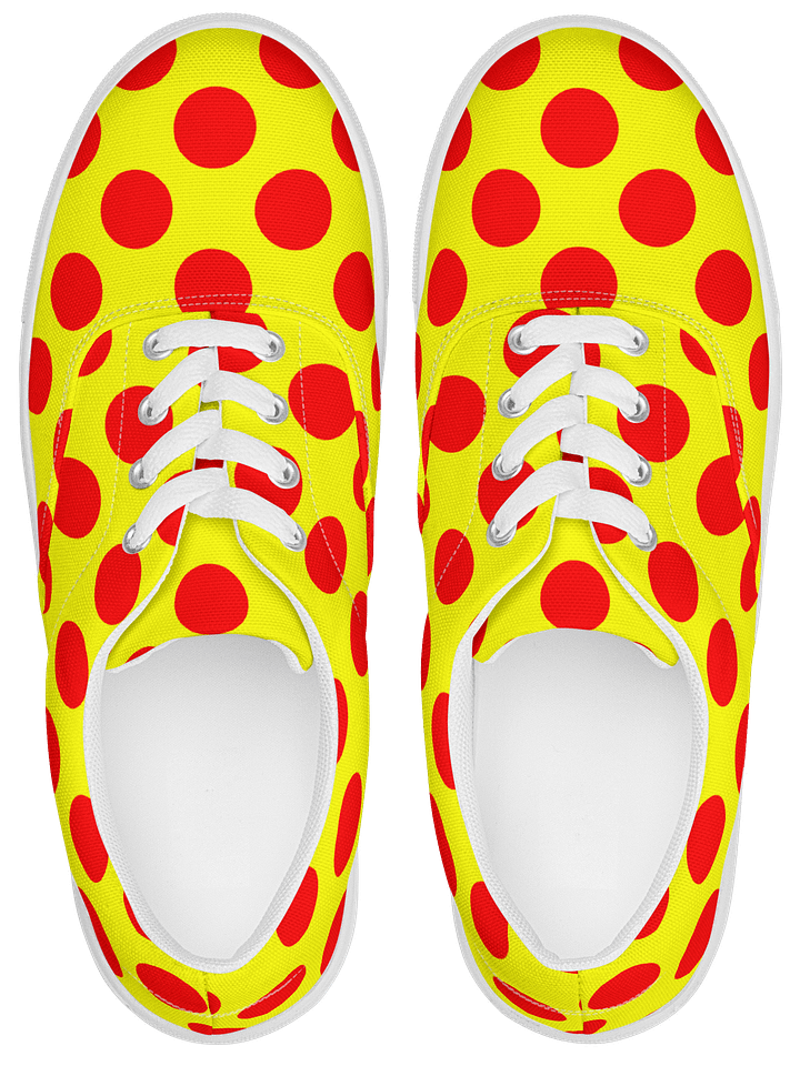 Red Polka Dots on Yellow Men's Lace-Up Canvas Shoes product image (1)