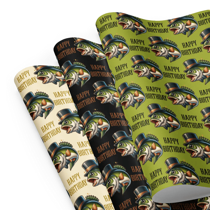 Wrapping Paper Sheets Happy Birthday With A Dapper Jumping Bass Gift Wrap Set product image (1)