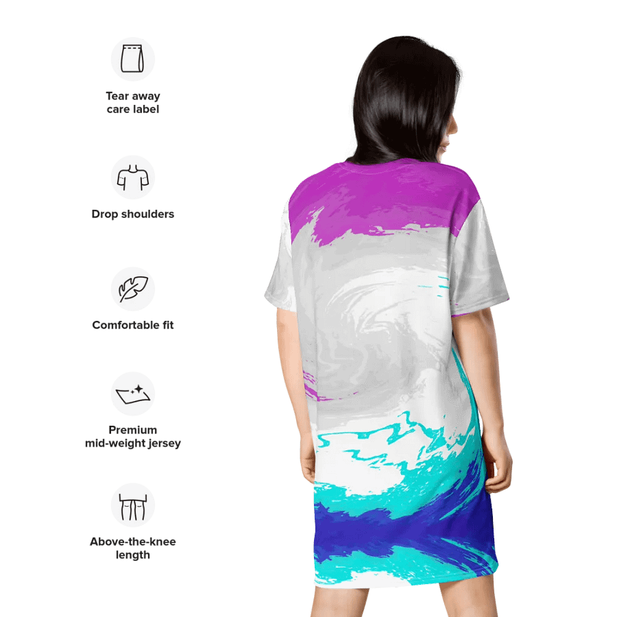 Abstract Vibrant Swirling Melting Forest Ladies T Shirt Dress product image (10)