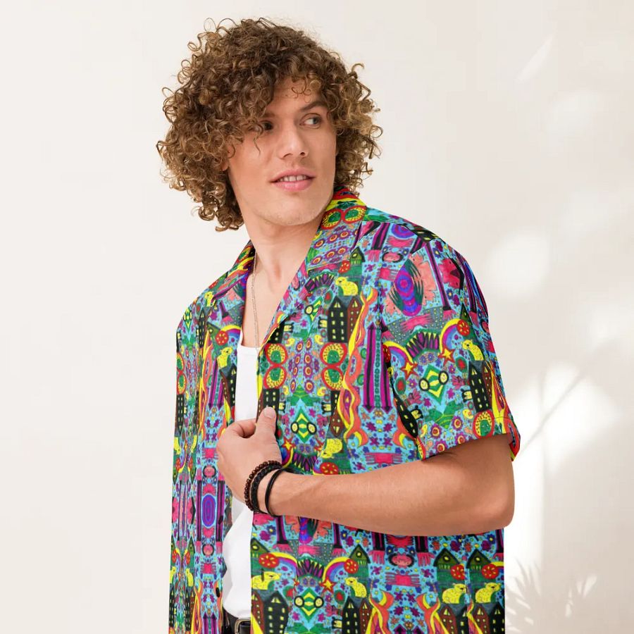 Abstract Doodle Art Joy Unisex Hawaiian Shirt product image (5)