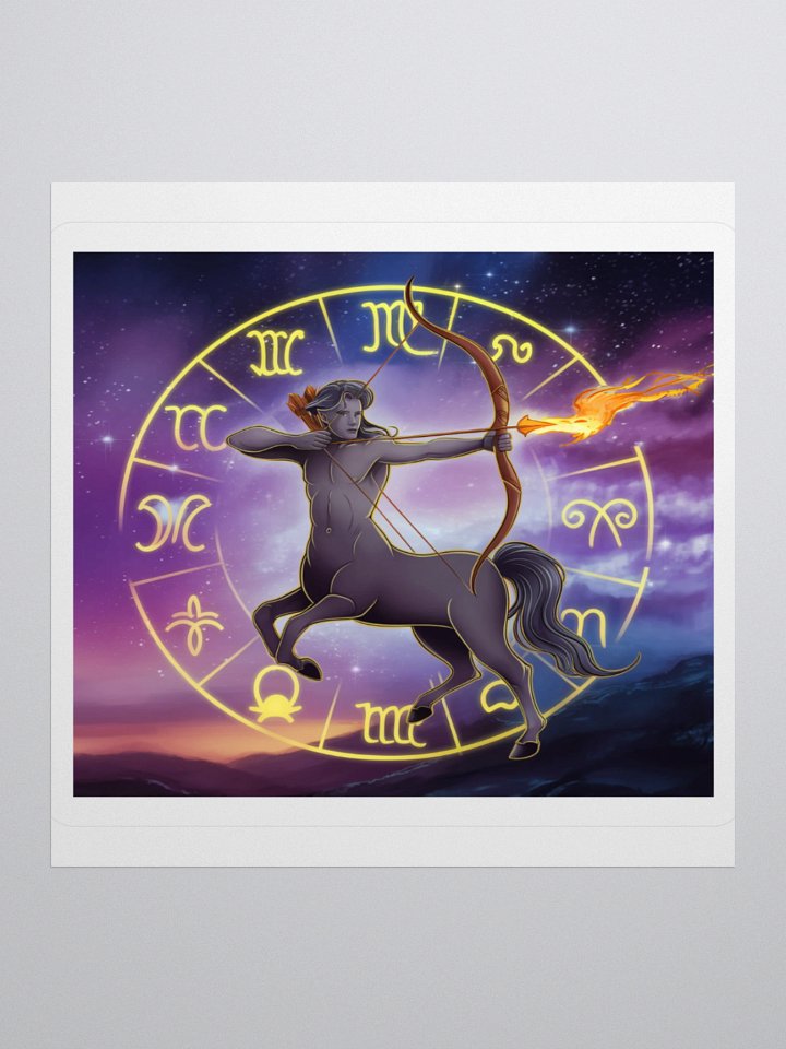 Exclusive Sagittarius Zodiac Sticker: Centaur Archer with Zodiac Wheel - Perfect for Astrology Lovers and Gift-Giving! product image (1)