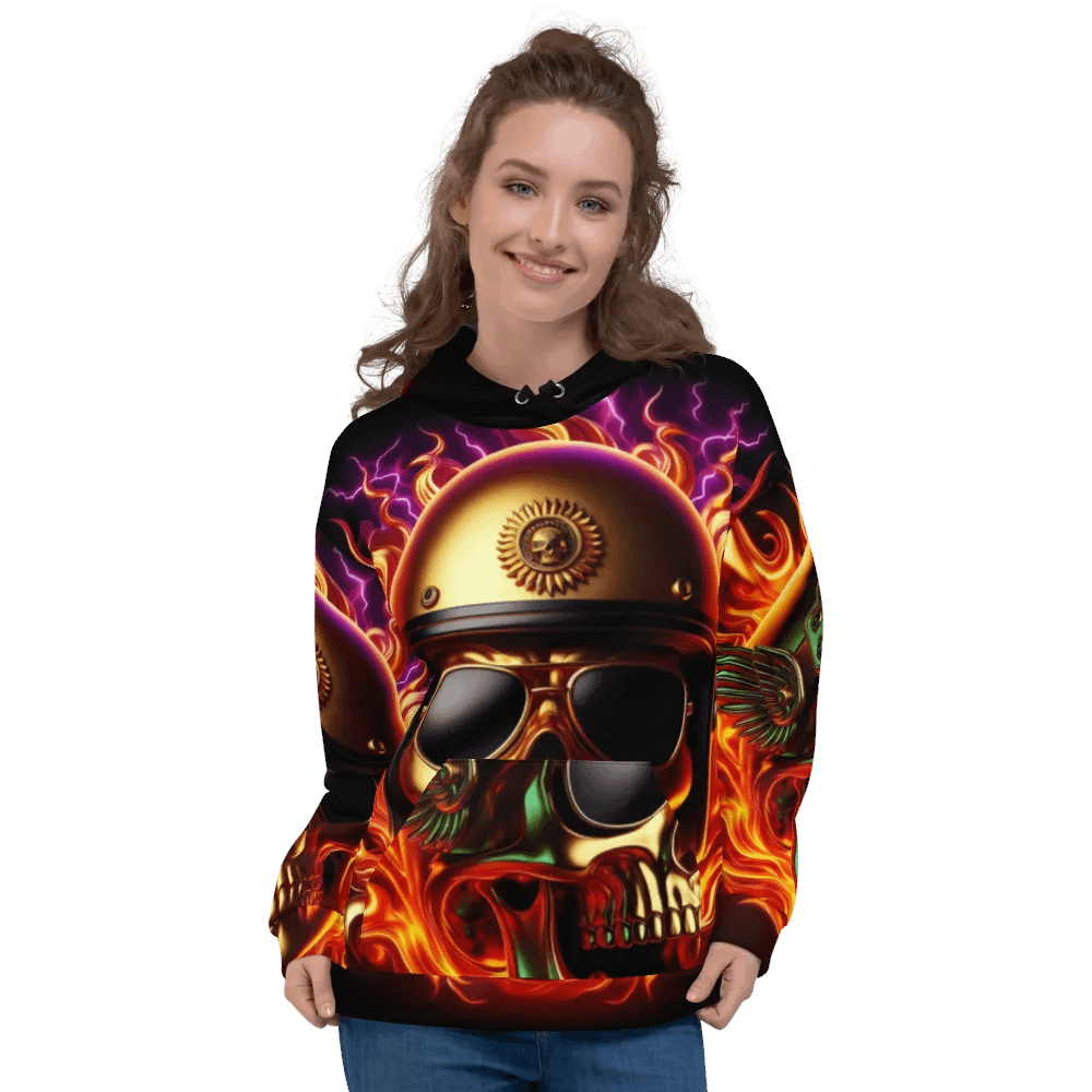 Golden Flame Skull - Unisex Skull Hoodie #55 product image (3)