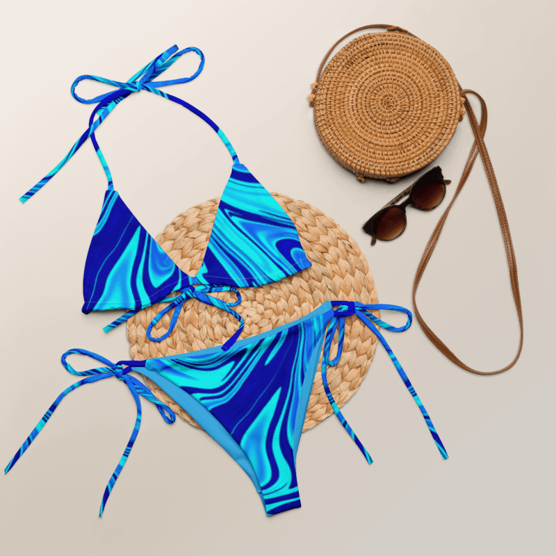 Bikini Set - Light and Dark Blue Digital Fluid Art product image (6)